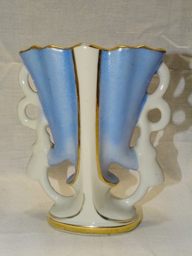 - JOLI VASE DE MARIEE PORCELAINE Signé LUCIEN MICHELAUD FLEURS REHAUTS EMAIL  D