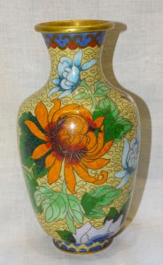 -JOLI VASE EMAUX CLOISONNE émail cloisonné CHINE ASIE OBJET de VITRINE  D