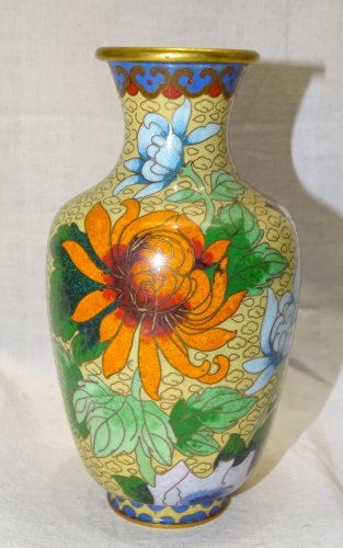 -JOLI VASE EMAUX CLOISONNE émail cloisonné CHINE ASIE OBJET de VITRINE  D