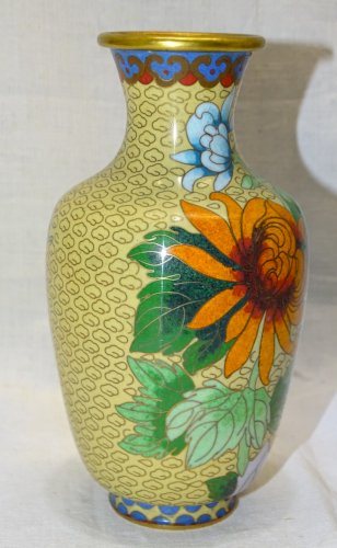 -JOLI VASE EMAUX CLOISONNE émail cloisonné CHINE ASIE OBJET de VITRINE  D