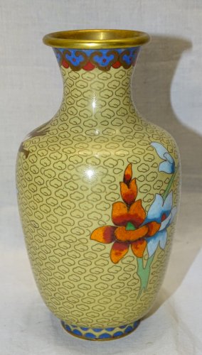 -JOLI VASE EMAUX CLOISONNE émail cloisonné CHINE ASIE OBJET de VITRINE  D
