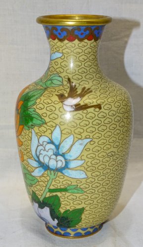-JOLI VASE EMAUX CLOISONNE émail cloisonné CHINE ASIE OBJET de VITRINE  D