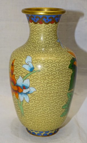 -JOLI VASE EMAUX CLOISONNE émail cloisonné CHINE ASIE OBJET de VITRINE  D