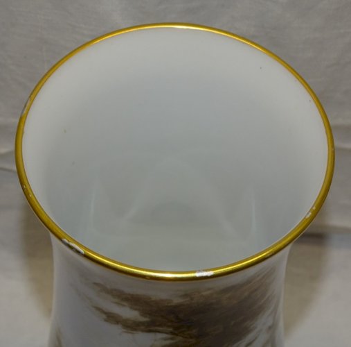 -JOLI VASE NAPOLEON III OPALINE DE CRISTAL décor PEINT XIXe collection vitrine D