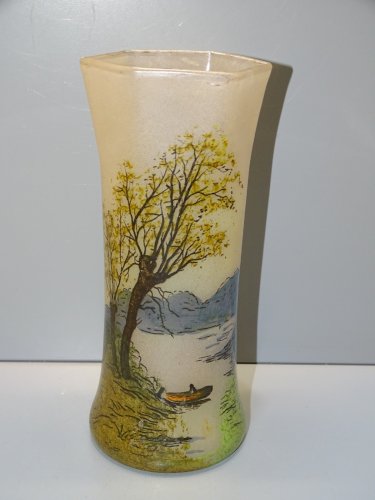 -JOLI VASE signé LEGRAS décor PEINT et émaillé  BATEAU PECHEUR COLLECTION    D