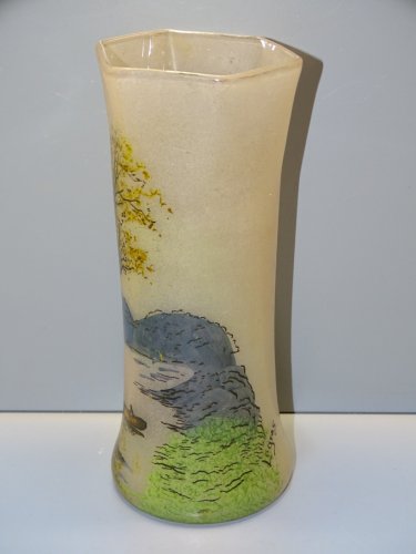 -JOLI VASE signé LEGRAS décor PEINT et émaillé  BATEAU PECHEUR COLLECTION    D
