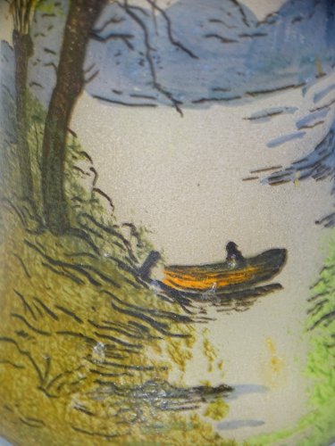 -JOLI VASE signé LEGRAS décor PEINT et émaillé  BATEAU PECHEUR COLLECTION    D