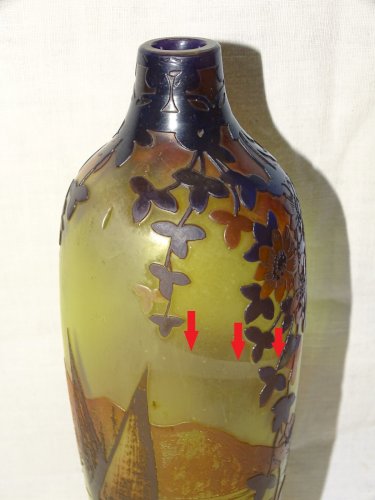 -JOLI VASE VERRE MULTICOUCHE Gravé à L'ACIDE signé DEVEZ CRISTALLERIE PANTIN   D