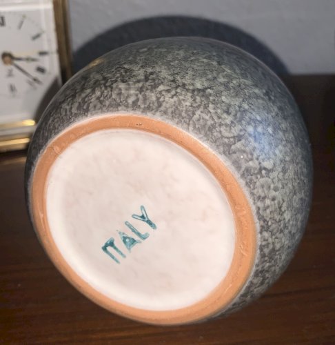 Joli vase vintage céramique ITALY Vannuzzi Giunta sgraffito technique naïf dog