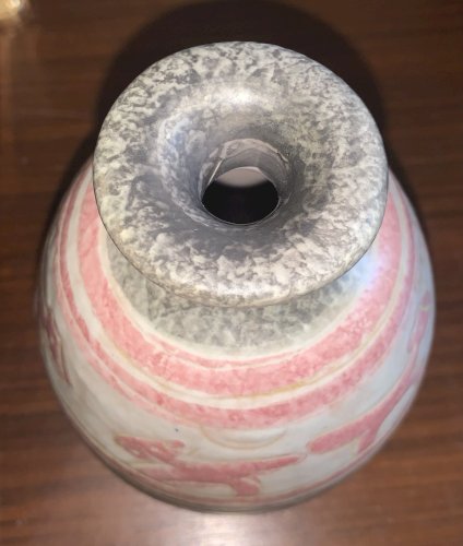 Joli vase vintage céramique ITALY Vannuzzi Giunta sgraffito technique naïf dog