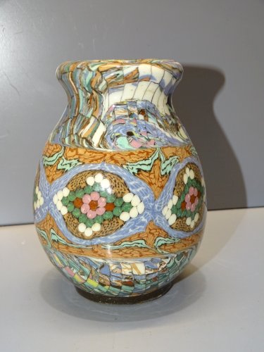 -JOLI VASE VINTAGE GERBINO VALLAURIS TERRES MELEES MOSAÏQUE COLLECTION    D