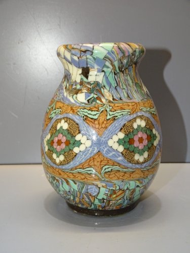 -JOLI VASE VINTAGE GERBINO VALLAURIS TERRES MELEES MOSAÏQUE COLLECTION    D