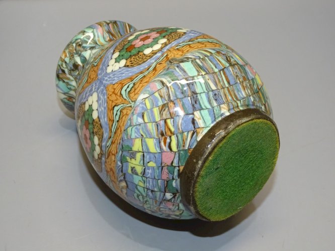 -JOLI VASE VINTAGE GERBINO VALLAURIS TERRES MELEES MOSAÏQUE COLLECTION    D