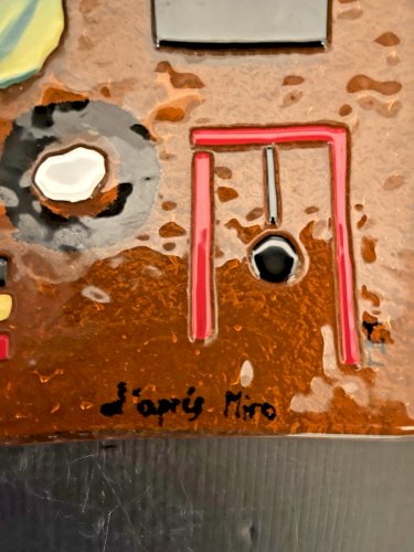 Joli  vide poche en verre d'apres Miro asbrait verrerie art modernisme