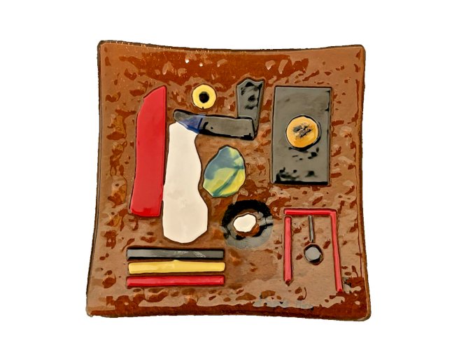 Joli  vide poche en verre d'apres Miro asbrait verrerie art modernisme