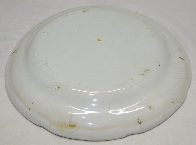 -JOLIE ANCIENNE ASSIETTE XIXe décorative FAÏENCE de l'EST 1 ROSE & BOUTON   D