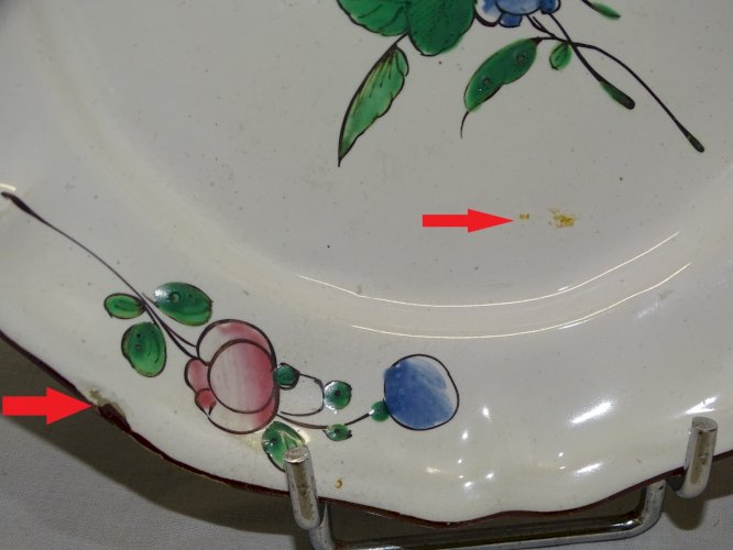 -JOLIE ANCIENNE ASSIETTE XIXe FAÏENCE de L'EST 1 ROSE AU CENTRE COLLECTION    D