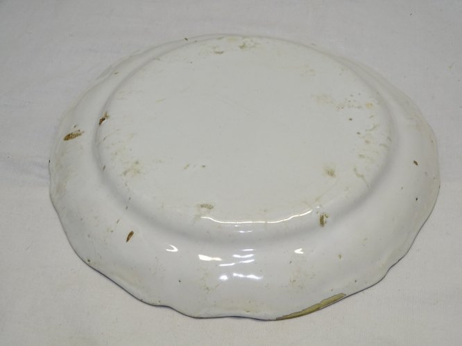 -JOLIE ANCIENNE ASSIETTE XIXe FAÏENCE de L'EST 1 ROSE AU CENTRE COLLECTION    D