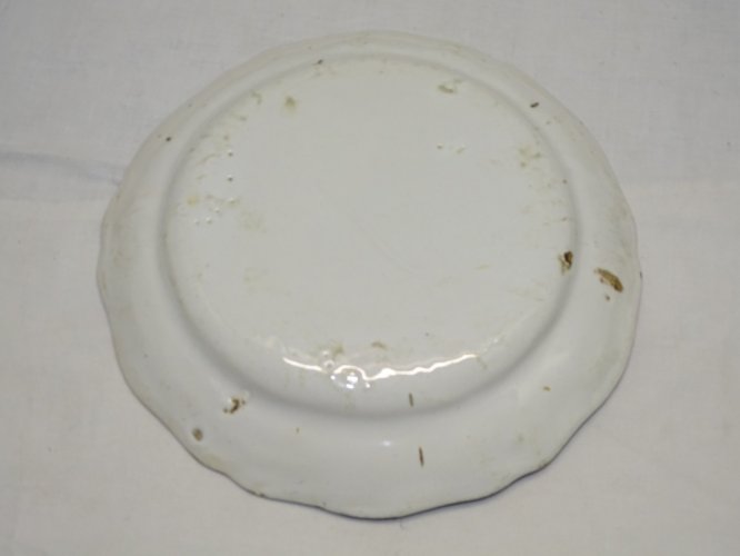 -JOLIE ANCIENNE ASSIETTE XIXe FAÏENCE de L'EST 1 ROSE AU CENTRE COLLECTION    D