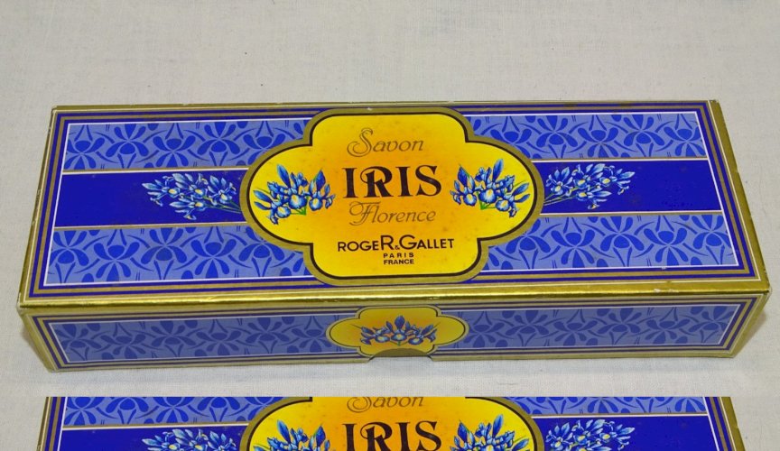 -JOLIE ANCIENNE BOITE SAVON IRIS FLORENCE ROGER et GALLET CARTONNEE VITRINE   D