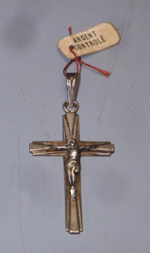 -JOLIE ANCIENNE CROIX ARGENT Poinçon CRABE NEUF de STOCK JAMAIS PORTEE   D