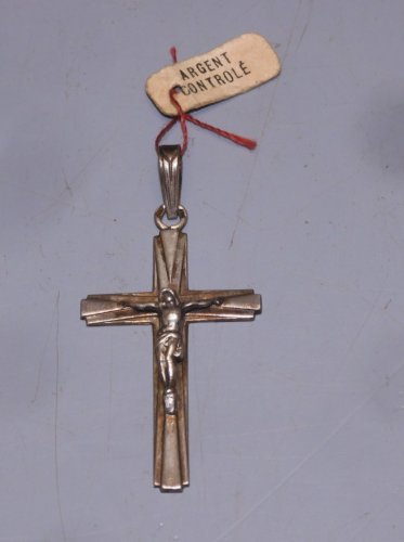 -JOLIE ANCIENNE CROIX ARGENT Poinçon CRABE NEUF de STOCK JAMAIS PORTEE   D