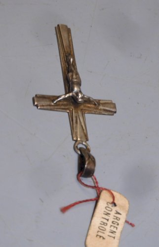 -JOLIE ANCIENNE CROIX ARGENT Poinçon CRABE NEUF de STOCK JAMAIS PORTEE   D
