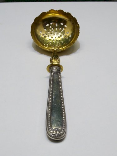 -JOLIE ANCIENNE CUILLERE SAUPOUDREUSE MANCHE ARGENT Fourré poinçon MINERVE  D