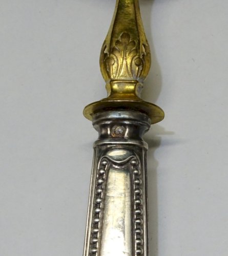 -JOLIE ANCIENNE CUILLERE SAUPOUDREUSE MANCHE ARGENT Fourré poinçon MINERVE  D