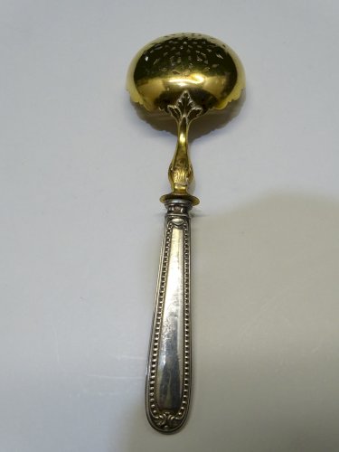 -JOLIE ANCIENNE CUILLERE SAUPOUDREUSE MANCHE ARGENT Fourré poinçon MINERVE  D