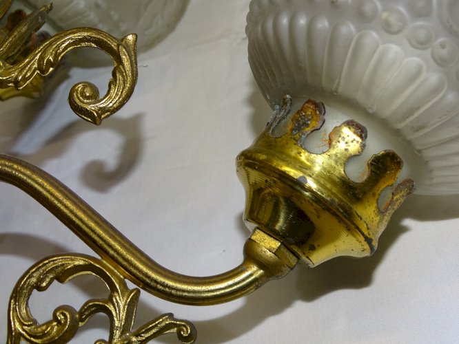 -  JOLIE ANCIENNE LAMPE A POSER 3 FEUX CERAMIQUE ITALIENNE FIORENTE    D