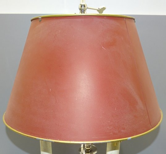 -JOLIE ANCIENNE LAMPE BOUILLOTTE METAL ARGENTE avec son ABAT-JOUR déco    D