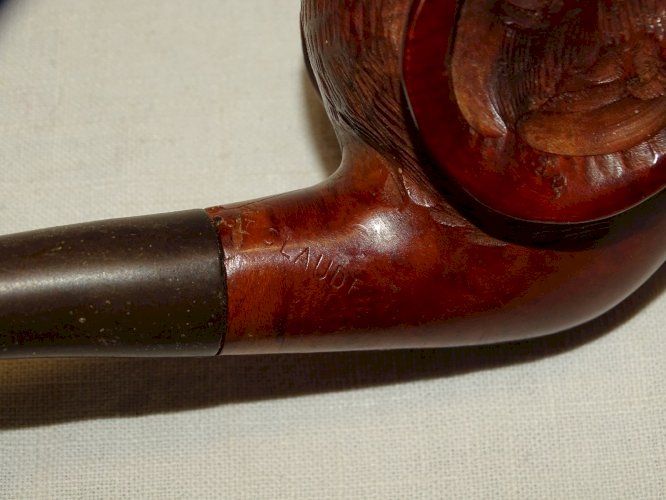 -JOLIE ANCIENNE PIPE SAINT CLAUDE FOYER TETE DE SINGE YEUX SULFURE COLLECTION  D