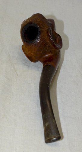 -JOLIE ANCIENNE PIPE SAINT CLAUDE FOYER TETE DE SINGE YEUX SULFURE COLLECTION  D