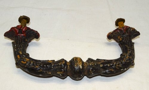 NICE OLD CAST IRON FRONT DOOR HANDLE TO REPAINT ATTIC JUICE D