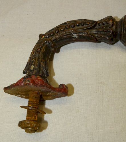-JOLIE ANCIENNE POIGNEE DE PORTE D'ENTREE EN FONTE A REPEINDRE JUS de GRENIER  D