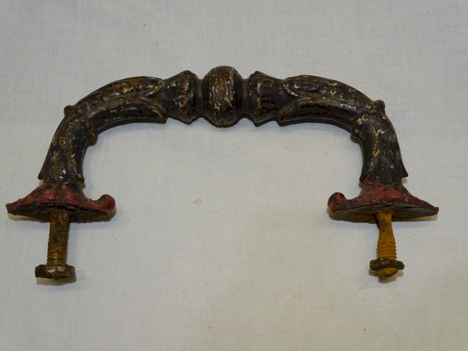 -JOLIE ANCIENNE POIGNEE DE PORTE D'ENTREE EN FONTE A REPEINDRE JUS de GRENIER  D