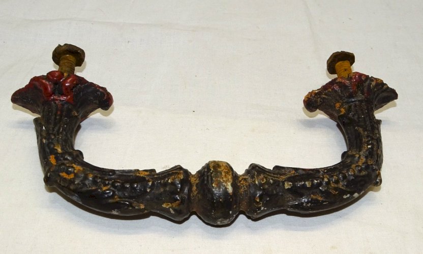 -JOLIE ANCIENNE POIGNEE DE PORTE D'ENTREE EN FONTE A REPEINDRE JUS de GRENIER  D