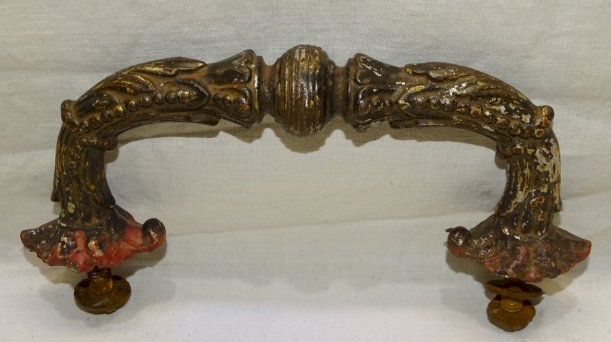 -JOLIE ANCIENNE POIGNEE DE PORTE D'ENTREE EN FONTE A REPEINDRE JUS de GRENIER  D