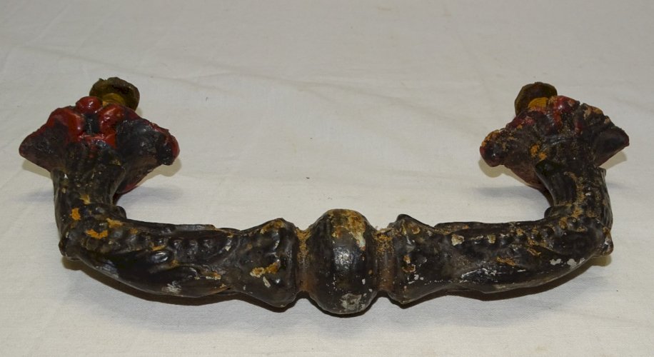 -JOLIE ANCIENNE POIGNEE DE PORTE D'ENTREE EN FONTE A REPEINDRE JUS de GRENIER  D