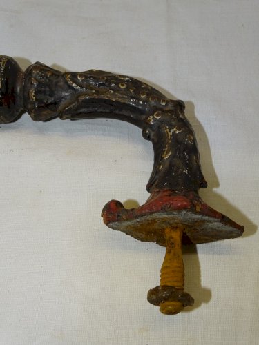 -JOLIE ANCIENNE POIGNEE DE PORTE D'ENTREE EN FONTE A REPEINDRE JUS de GRENIER  D