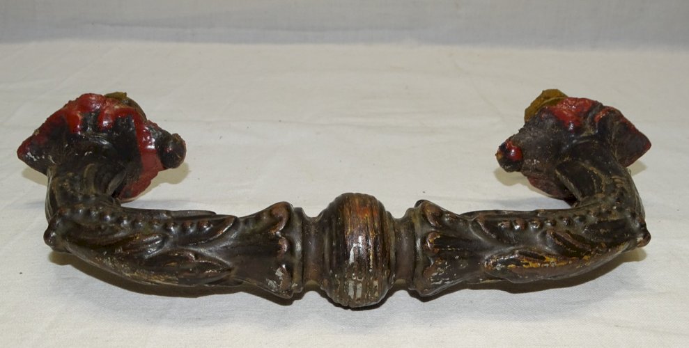 -JOLIE ANCIENNE POIGNEE DE PORTE D'ENTREE EN FONTE A REPEINDRE JUS de GRENIER  D