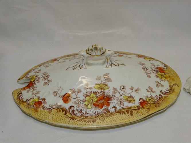 -JOLIE ANCIENNE SAUCIERE SEMI PORCELAINE W HULME BURSLEM ENGLAND MAINE   D