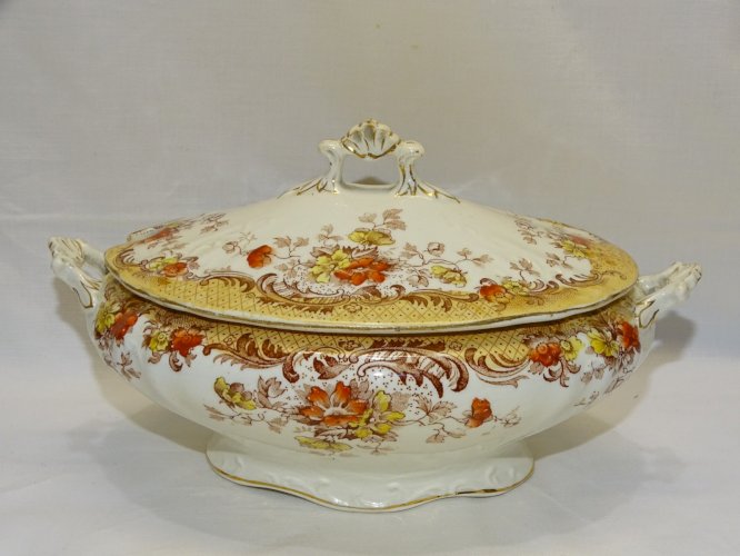 -JOLIE ANCIENNE SAUCIERE SEMI PORCELAINE W HULME BURSLEM ENGLAND MAINE   D
