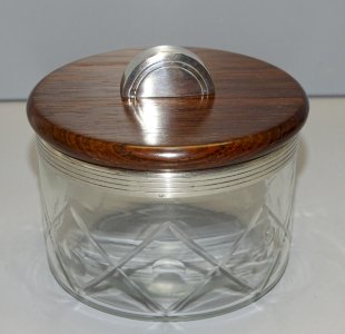 -JOLIE BOITE ART DECO BONBONNIERE CRISTAL/VERRE MONTURE BOUTON ARGENT MINERVE  D