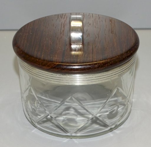 -JOLIE BOITE ART DECO BONBONNIERE CRISTAL/VERRE MONTURE BOUTON ARGENT MINERVE  D