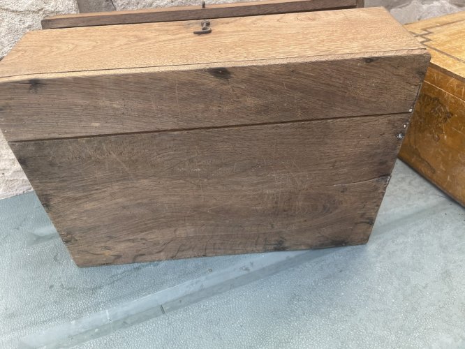 Jolie Boîte coffret Ancien Bois Massif  19ème  Coffret À Bijoux Couture courrier