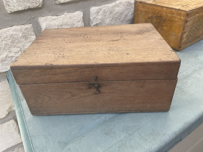 Jolie Boîte coffret Ancien Bois Massif  19ème  Coffret À Bijoux Couture courrier