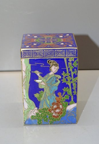 -JOLIE BOITE EMAUX CLOISONNES DECOR CHINE ASIE COLLECTION VITRINE déco   D