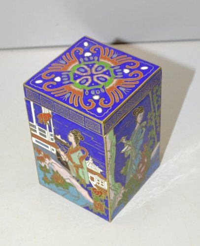 -JOLIE BOITE EMAUX CLOISONNES DECOR CHINE ASIE COLLECTION VITRINE déco   D